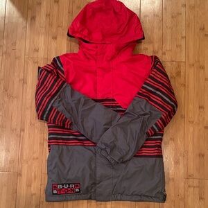 Burton Kids Striped Red and Gray snowboard jacket boys medium